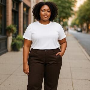 Avenue Womens Pants Size 18 Comfort Waist Signature Chino‎ Chinos Brown NEW